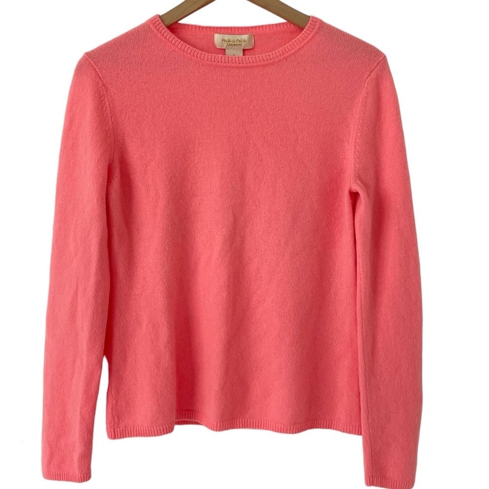 Womens Cashmere Sweater Size S Pink Preppy Classic Lightweight Minimalist Layer